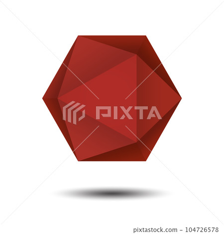 Polygon Red Hexagon Icon with shadow on white background 104726578