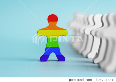 A lot of white figurines and one colored figurine as symbol of diversity A lot of white figurines and one colored figurine as symbol of diversity 104727224