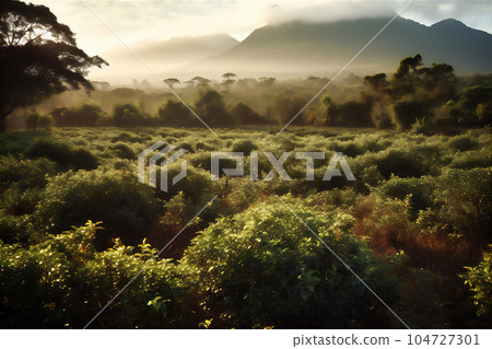 AI generative image of coffee plantation in Kenya 104727301