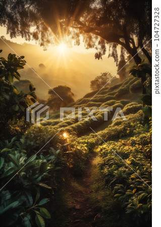 AI generative image of coffee plantation in Colombia 104727328