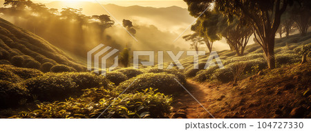 AI generative image of coffee plantation in Colombia 104727330
