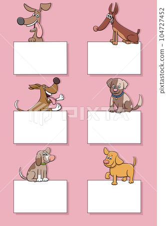 cartoon dogs and puppies with cards design set 104727452