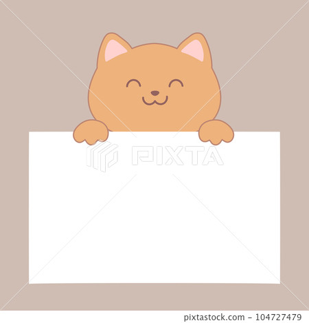 Cartoon ginger cat holding a blank paper sheet. Vector illustration Cartoon ginger cat holding a blank paper sheet. Vector illustration 104727479