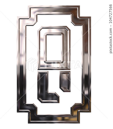 3D rendered illustration.Metallic embossed letter on white background.Art font. 3D rendered illustration.Metallic embossed letter on white background.Art font. 104727566