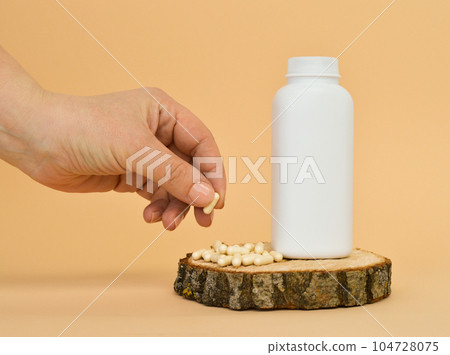 A mock-up of packaging of medical products. 104728075