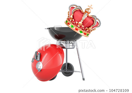 Barbecue grill with golden crown, 3D rendering Barbecue grill with golden crown, 3D rendering 104728109