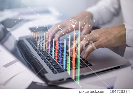 Changes in new planning, Hand using laptop with number 2023 new year, start new year concept digital trends,industry and business trend, strategy, investment, business planning and happy new year 104728284