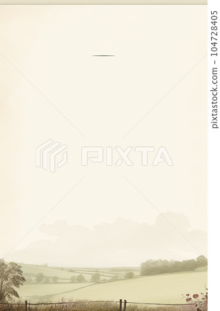 Blank vintage digital paper, English countryside nature, landscape art background for printable design, stationery, book page, ebook and greeting card illustration Blank vintage digital paper, English countryside nature, landscape art background for printable design, stationery, book page, ebook and greeting card illustration 104728405