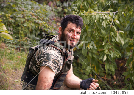 Portrait of a soldier after the battle Portrait of a soldier after the battle 104728531
