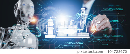 Businessman and Robot hand touch electric power and virtual modern Reduce CO2 emission with icons, global warming emissions carbon footprint climate change to limit global warming, natural energy Businessman and Robot hand touch electric power and virtual modern Reduce CO2 emission with icons, global warming emissions carbon footprint climate change to limit global warming, natural energy 104728670