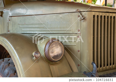 Old vintage russian military truck in green colour 104728831