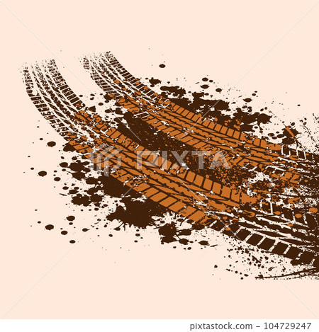 Ink blot grunge tire tracks perspective Ink blot grunge tire tracks perspective 104729247
