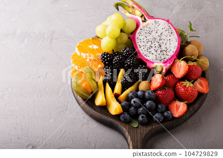 Exotic fruits on a tray 104729829