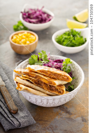 Pulled pork quesadillas Pulled pork quesadillas 104730569