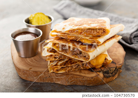 Pulled pork quesadillas 104730570