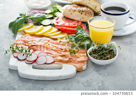Bagels and lox platter 104730653