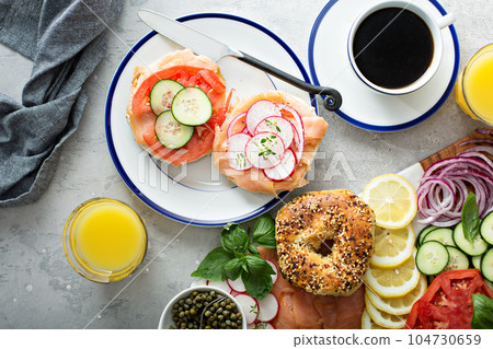Bagels and lox platter Bagels and lox platter 104730659