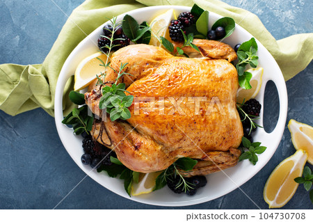 Roasted chicken for holiday or sunday dinner 104730708