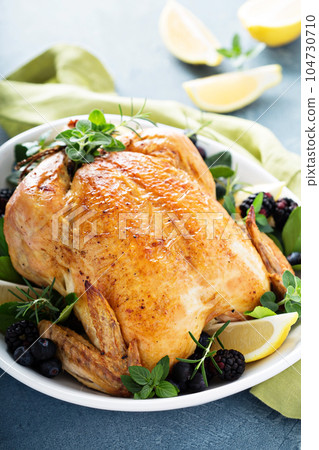 Roasted chicken for holiday or sunday dinner 104730710