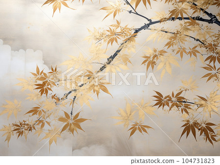 金色日式秋葉水彩秋天形象壁紙 104731823