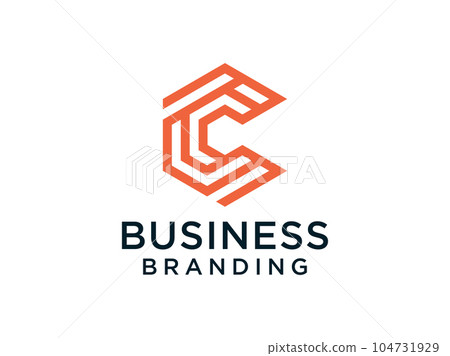 Abstract Initial Letter C Logo. Orange Line Style isolated on White Background. Usable for Business and Technology Logos. Flat Vector Logo Design Template Element. 104731929