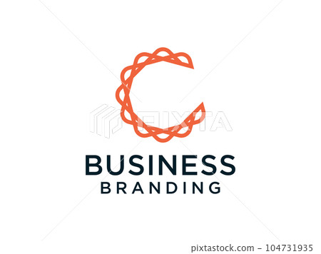 Abstract Initial Letter C Logo. Orange Line Style isolated on White Background. Usable for Business and Technology Logos. Flat Vector Logo Design Template Element. 104731935