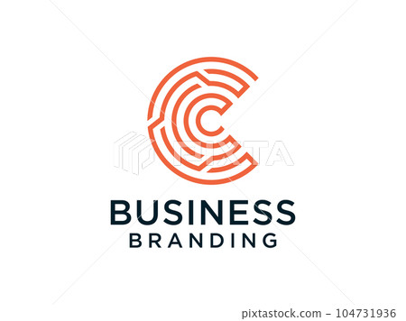 Abstract Initial Letter C Logo. Orange Line Style isolated on White Background. Usable for Business and Technology Logos. Flat Vector Logo Design Template Element. 104731936