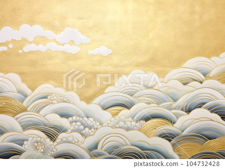 金色雲海壁紙雲波圖案日式背景圖片 104732428