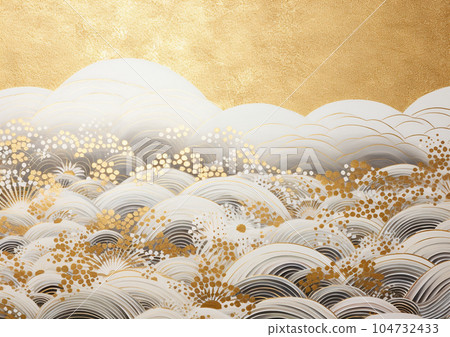 金色雲海壁紙雲波圖案日式背景圖片 金色雲海壁紙雲波圖案日式背景圖片 104732433