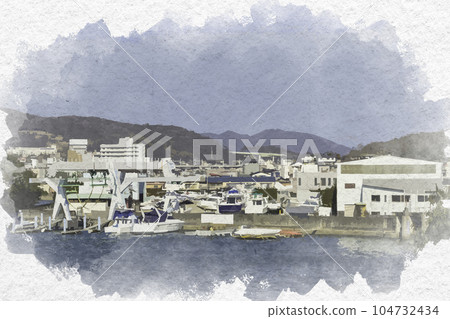 Watercolor style Aioi Cosmo Marina (Aioi City, Hyogo Prefecture) Watercolor style Aioi Cosmo Marina (Aioi City, Hyogo Prefecture) 104732434
