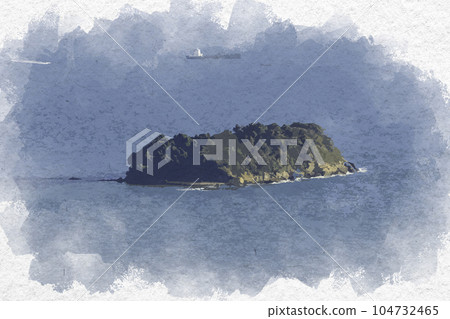 Watercolor-style Jinokarakajima Island, Tatsuno City, Hyogo Prefecture 104732465
