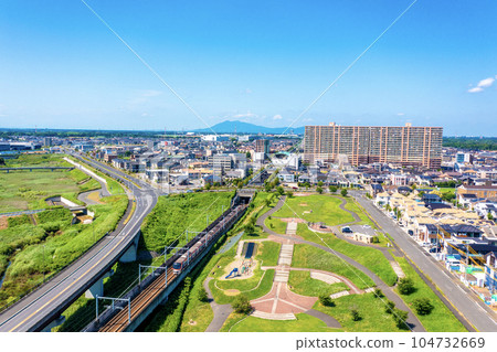 未來平車站周邊的筑波未來市街景（茨城縣） 104732669