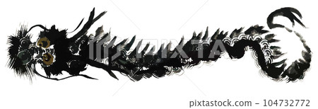 Dragon Tatsunen handwritten brush illustration Dragon Tatsunen handwritten brush illustration 104732772