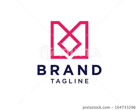 Abstract Initial Letter M Logo. Red Geometric Line Style isolated on White Background. Usable for Business and Branding Logos. Flat Vector Logo Design Template Element 104733296