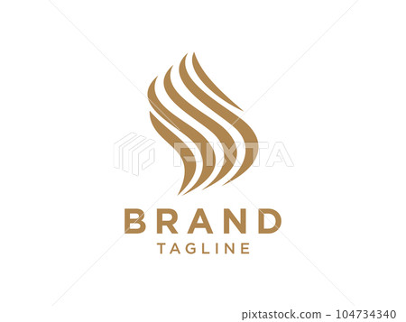 PrintAbstract Gold Gradient Hair Wave Logo Letter S isolated on white background. Flat Vector Logo Design Template Element. 104734340