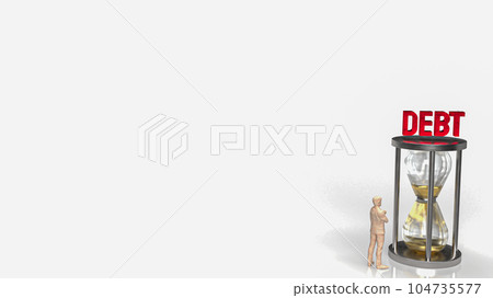 The business man and sand clock for debt concept 3d rendering The business man and sand clock for debt concept 3d rendering 104735577