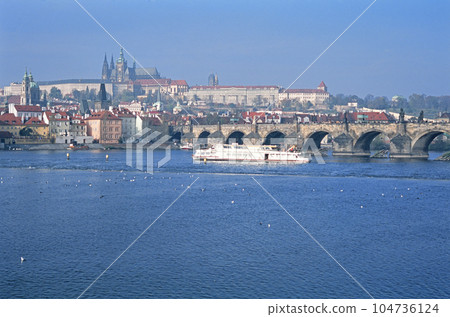 View of Prague Castle from the banks of the Vltava View of Prague Castle from the banks of the Vltava 104736124