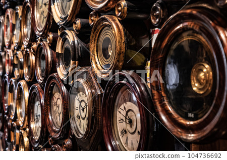 many old wall clocks many old wall clocks 104736692