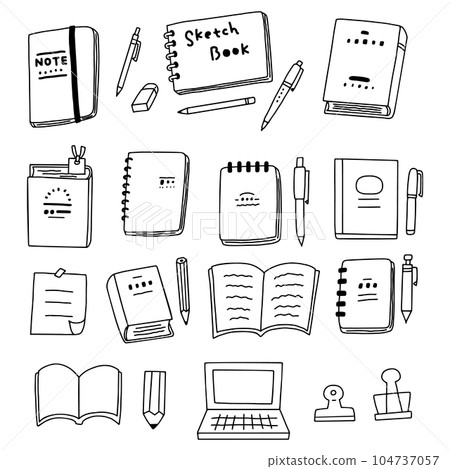 Hand-drawn notebook illustration set/line drawing 104737057