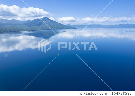 Aerial view of Lake Shikotsu in summer (reflection) Aerial view of Lake Shikotsu in summer (reflection) 104738583