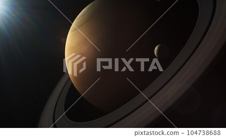 Illustration animation of Saturn and its moon Illustration animation of Saturn and its moon 104738688