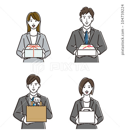 Set of office workers with gifts Set of office workers with gifts 104739224