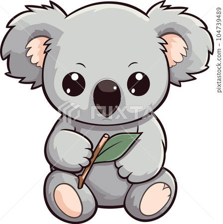 可愛手繪風格的無尾熊貼紙素材 104739489