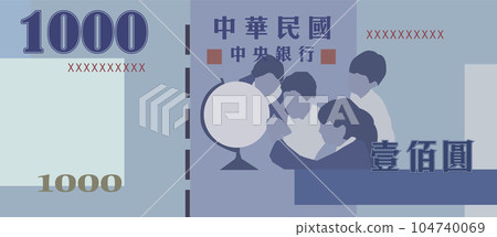 New Taiwan dollar one thousand yuan banknote New Taiwan dollar one thousand yuan banknote 104740069