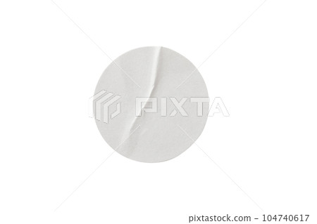 Blank white round paper sticker label isolated on white background with clipping path Blank white round paper sticker label isolated on white background with clipping path 104740617