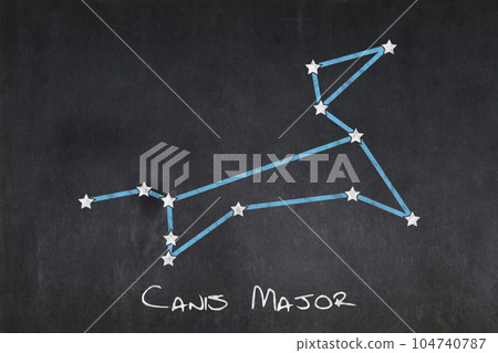 Canis Major constellation drawn on a blackboard Canis Major constellation drawn on a blackboard 104740787