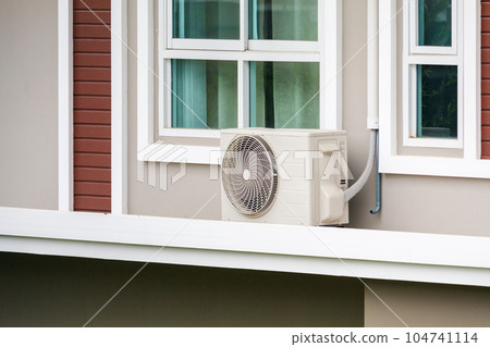 Air conditioner compressor outdoor unit installed outside the house 104741114