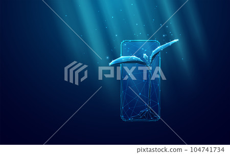 Abstract Smartphone with Digital Plants. Smart Farming Concept. 104741734