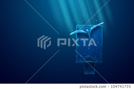 Abstract Digital Vertical Street Poster Billboard and Sprout. Low Poly 104741735