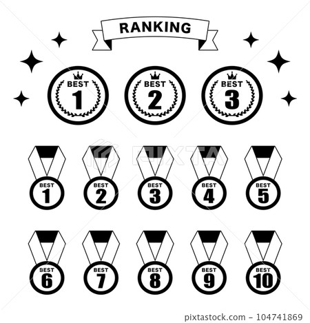 Ranking icon set / illustration / victory / gold / silver / copper / line simple / medal Ranking icon set / illustration / victory / gold / silver / copper / line simple / medal 104741869